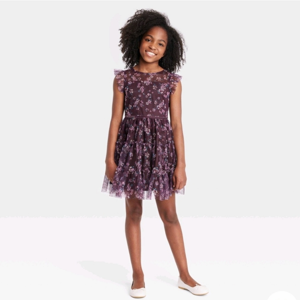 NWT zenzi Girls Floral Tiered Dress M (7/8)